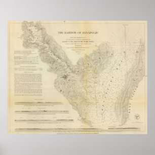Vintage Map of Annapolis Harbour Maryland (1846) Poster