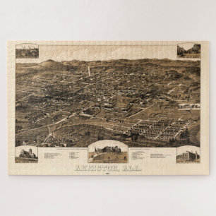 Vintage Map of Anniston, Alabama (1887) Jigsaw Puzzle