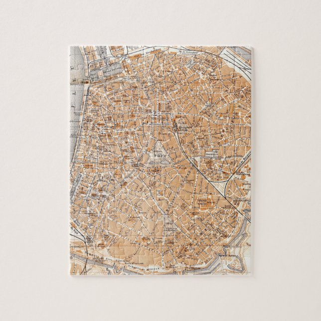 Vintage Map of Antwerp Belgium (1905) Jigsaw Puzzle (Vertical)