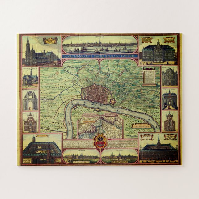 Vintage Map of Antwerp, Belgium Jigsaw Puzzle (Horizontal)