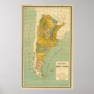 Vintage Map of Argentina (1910) Poster