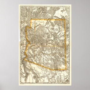 Vintage Map of Arizona (1876) Poster