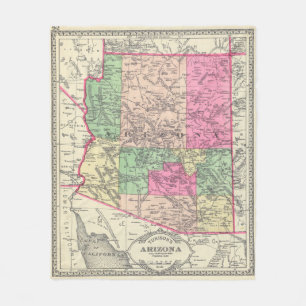 Vintage Map of Arizona (1881) Fleece Blanket