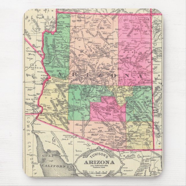 Vintage Map of Arizona (1881) Mouse Pad (Front)