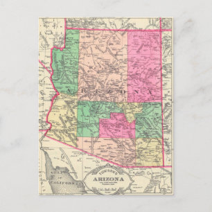 Vintage Map of Arizona (1881) Postcard