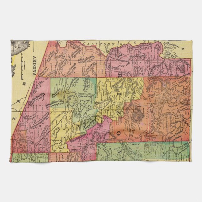 Vintage Map of Arizona (1909) Tea Towel (Horizontal)