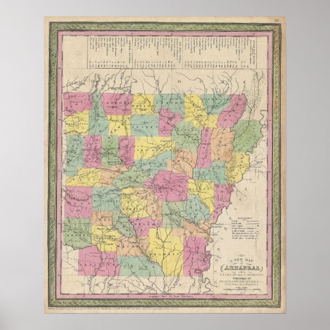 Vintage Map of Arkansas (1853) Poster (Front)
