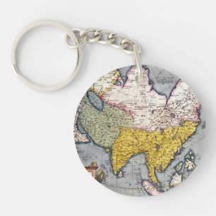 Vintage Map of Asia   1580 Key Ring