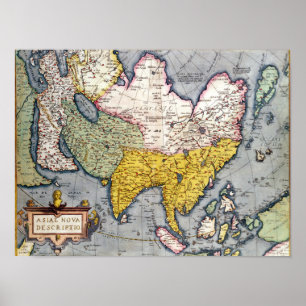 Vintage Map of Asia   1580 Poster
