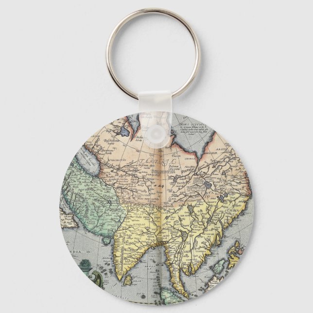 Vintage Map of Asia | 1592 Key Ring (Front)