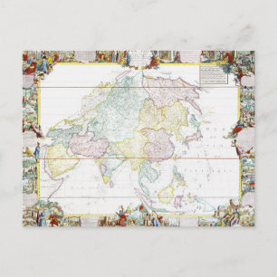 Vintage Map of Asia   1786 Postcard