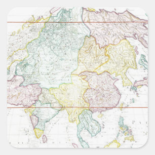 Vintage Map of Asia   1786 Square Sticker