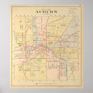 Vintage Map of Auburn NY (1904) Poster