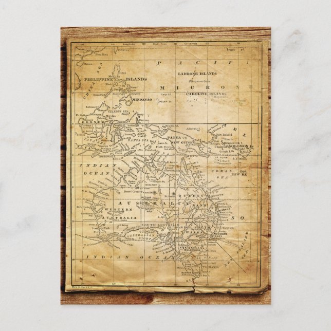 Vintage Map of Australasia Postcard (Front)