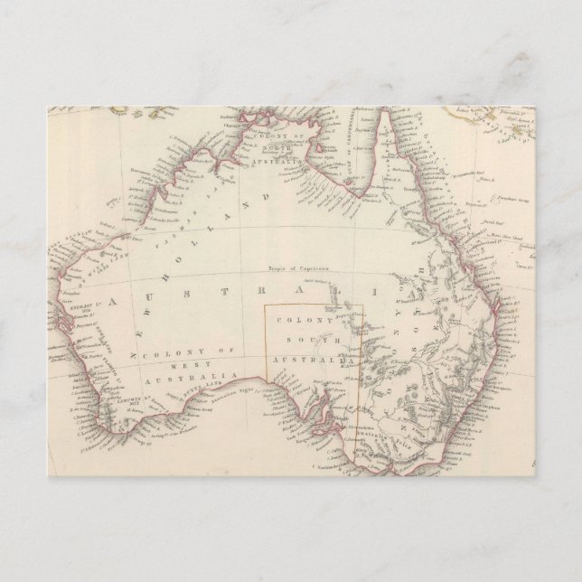 Vintage Map of Australia (1848) Postcard (Front)