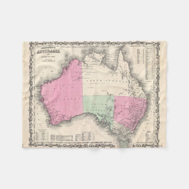 Vintage Map of Australia (1862) Fleece Blanket (Front (Horizontal))