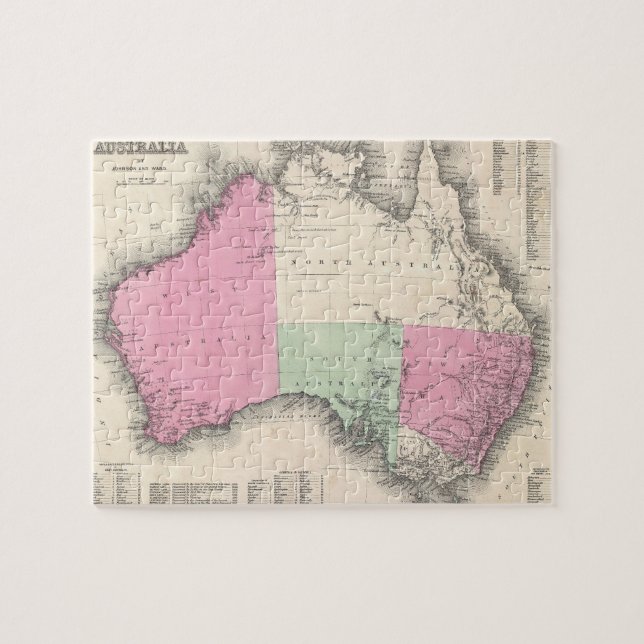 Vintage Map of Australia (1862) Jigsaw Puzzle (Horizontal)
