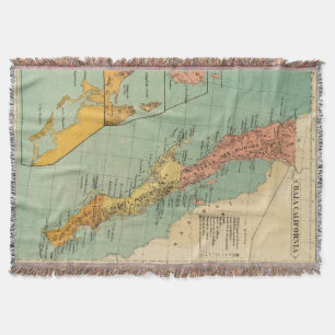 Vintage Map of Baja California (1899) Throw Blanket