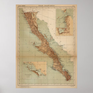 Vintage Map of Baja California (1922) Poster