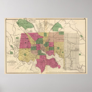 Vintage Map of Baltimore (1873) Poster