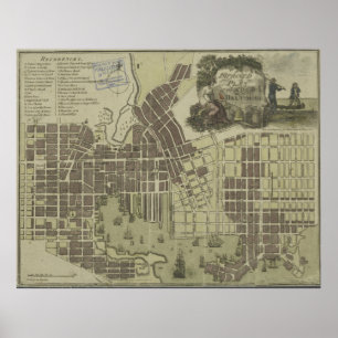 Vintage Map of Baltimore Maryland (1805) Poster