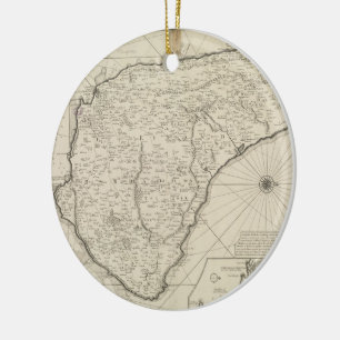 Vintage Map of Barbados (1725) Ceramic Tree Decoration
