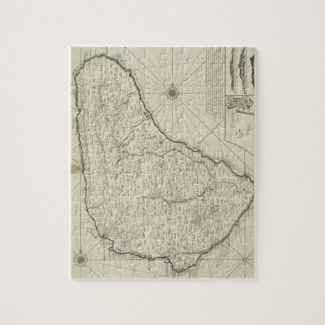 Vintage Map of Barbados (1725) Jigsaw Puzzle (Vertical)