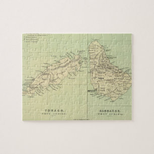 Vintage Map of Barbados and Tobago (1853) Jigsaw Puzzle