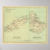 Vintage Map of Barbados and Tobago (1853)