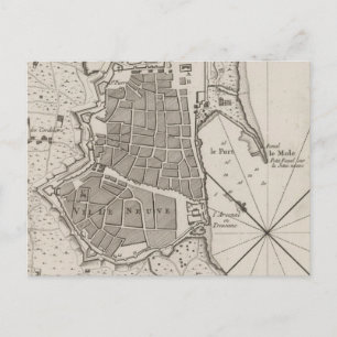 Vintage Map of Barcelona Spain (1764) Postcard