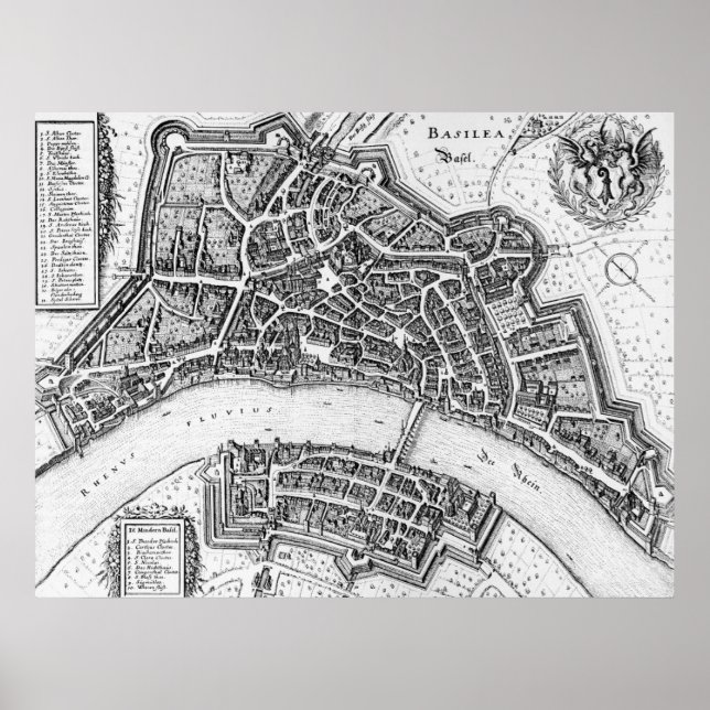 Vintage map of Basel (1642) Poster (Front)