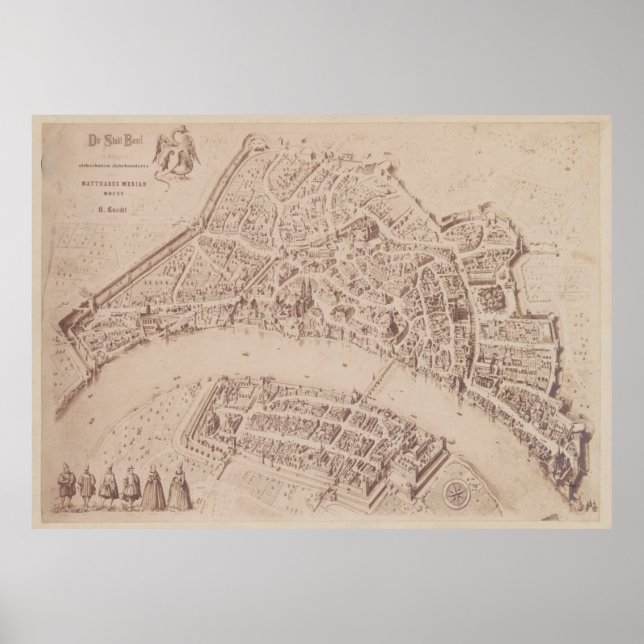 Vintage Map of Basel Switzerland (1873) Poster (Front)