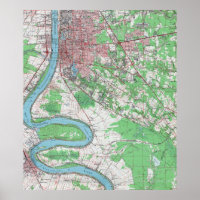 Vintage Map of Baton Rouge Louisiana (1963)
