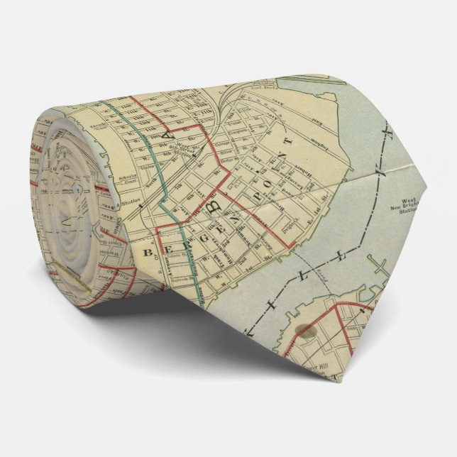Vintage Map of Bayonne NJ (1912) Tie (Rolled)