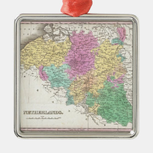 Vintage Map of Belgium (1827) Metal Tree Decoration