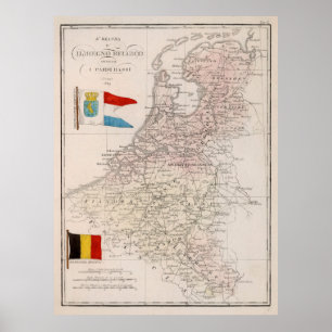Vintage Map of Belgium and Holland (1839) Poster