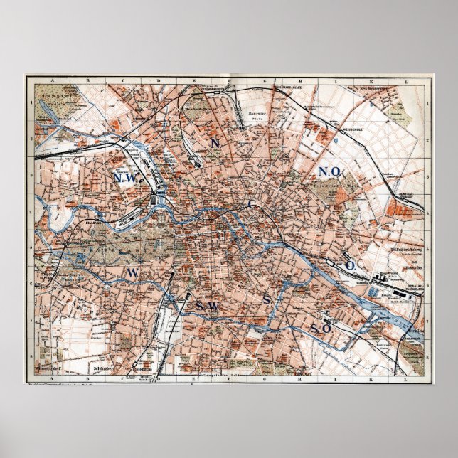 Vintage Map of Berlin Germany (1894) Poster (Front)