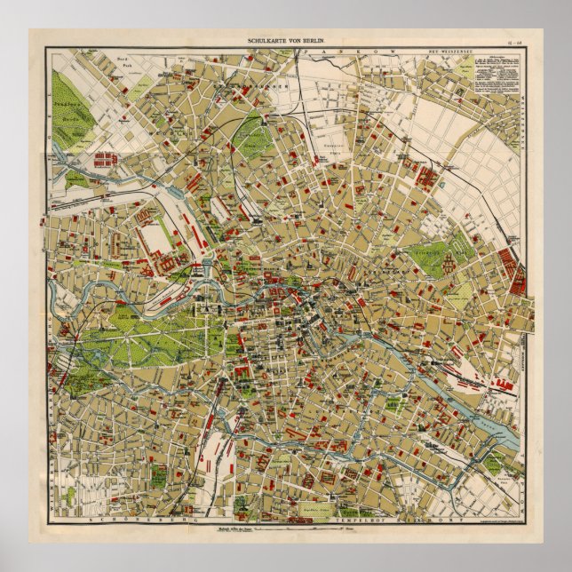 Vintage Map of Berlin Germany (1905) Poster (Front)