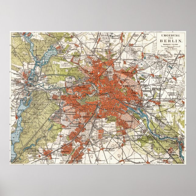 Vintage Map of Berlin Germany (1905) Poster (Front)
