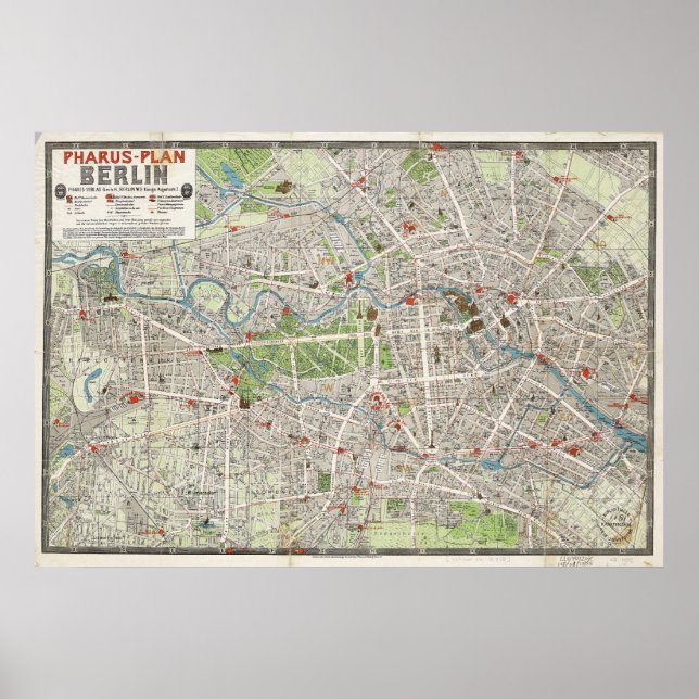 Vintage Map of Berlin Germany (1905) Poster (Front)