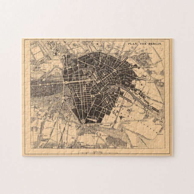 Vintage Map of Berlin Germany (1907) Jigsaw Puzzle (Horizontal)