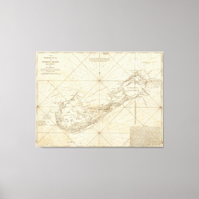 Vintage Map of Bermuda (1788) Canvas Print (Front)
