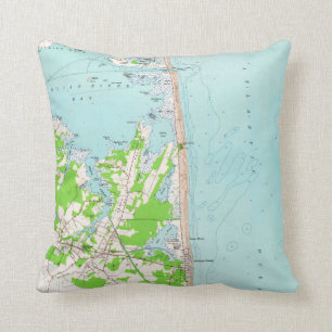 Vintage Map of Bethany Beach Delaware (1954) Cushion