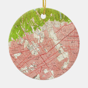 Vintage Map of Beverly Hills California (1950) Ceramic Tree Decoration