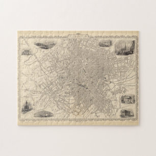 Vintage Map of Birmingham England (1851) Jigsaw Puzzle