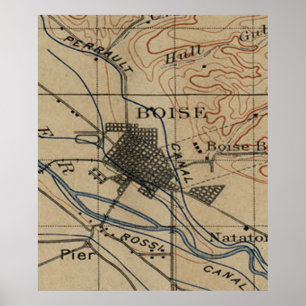 Vintage Map of Boise Idaho (1890) Poster