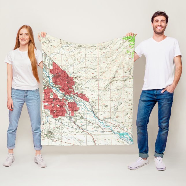 Vintage Map of Boise Idaho (1954) Fleece Blanket (In Situ)