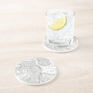 Vintage Map of Boston (1878) Coaster