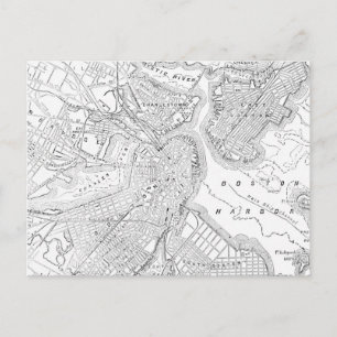 Vintage Map of Boston (1878) Postcard