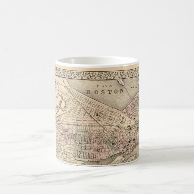 Vintage Map of Boston (1880) Coffee Mug (Center)